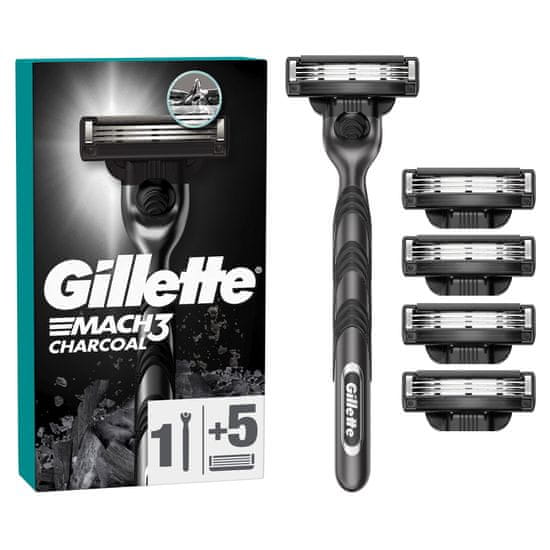 Gillette Mach3 brijač s ugljenom za muškarce + 5 zamjenskih glava