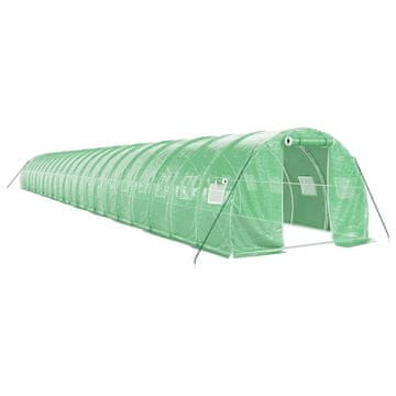 Vidaxl Staklenik s čeličnim okvirom zeleni 66 m² 22 x 3 x 2 m