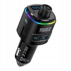 Dexxer Automobile FM odašiljač LCD Bluetooth 5.0 i punjač 12-24V USB + TIPC RGB