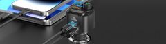 Dexxer Automobile FM odašiljač LCD Bluetooth 5.0 i punjač 12-24V USB + TIPC RGB