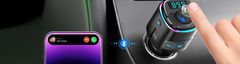 Dexxer Automobile FM odašiljač LCD Bluetooth 5.0 i punjač 12-24V USB + TIPC RGB