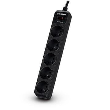 CyberPower Prekidač prenapona CyberPower Tracer III B0520SC0-FR, crni, 5 utičnica, 1.8 m