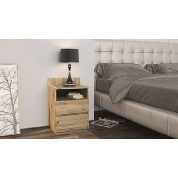 Topeshop TOH M1 ARTISAN noćni ormarić 2 ladice, hrast