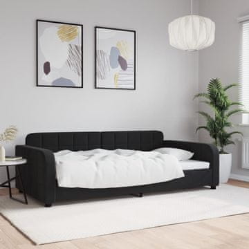 Vidaxl Kauč na razvlačenje crni 100x200 cm presvučen baršunom