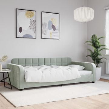 Vidaxl Kauč na razvlačenje svijetlosivi 100x200 cm presvučen baršunom