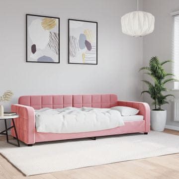 Vidaxl Kauč na razvlačenje ružičaste boje 80x200 cm presvučen baršunom