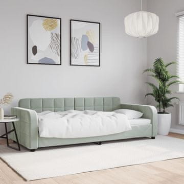 Vidaxl Kauč na razvlačenje svijetlosiva 90x200 cm presvučen baršunom
