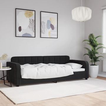 Vidaxl Kauč na razvlačenje crni 80x200 cm presvučen baršunom