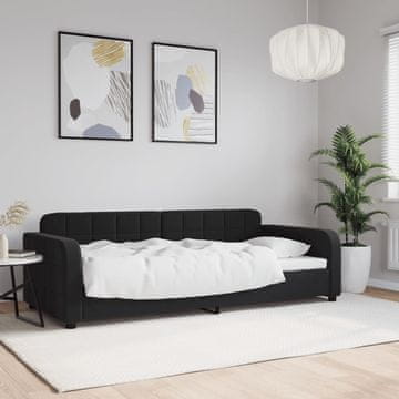 Vidaxl Kauč na razvlačenje crni 90x190 cm presvučen baršunom