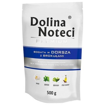 dnt DOLINA NOTECI Premium Bakalar s brokulom - vlažna hrana za pse - 500g