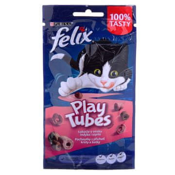 slomart Felix play tubes indyk, šunka - poslastica za mačke - 50 g