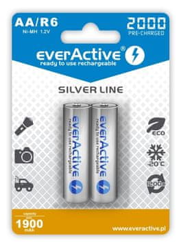 slomart Punjive baterije everActive Ni-MH R6 AA 2000 mAh Silver Line - 2 komada