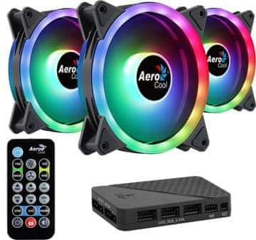 Aer Aerocool DUO12PRO Kit 3x12cm ARGB PWM ventilatora s dvostrukim prstenom