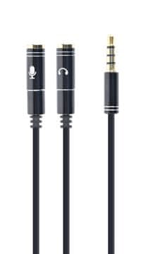 GEM GEM Audio adapter kabel, 0.2m, 3.5mm mini Jack/4PIN, Crni