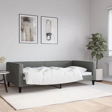 Vidaxl Kauč na razvlačenje tamno siv 100x200 cm tapeciran tkaninom