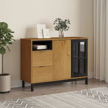 Vidaxl Komoda sa staklenim vratima FLAM 110x40x80 cm Puni bor