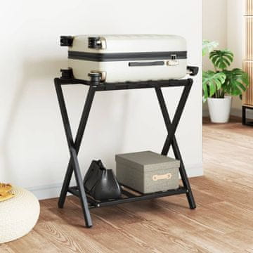 Vidaxl Stalak za prtljagu crni 68x38x58 cm bambus