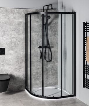 Gelco Četvrtkružna tuš kabina 100x100 cm, R550, prozirno staklo, mat crni profil