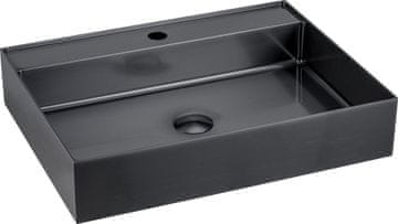 SAPHO AURUM zidni umivaonik od nehrđajućeg čelika, 55x42cm, s odvodom, gun metal finish