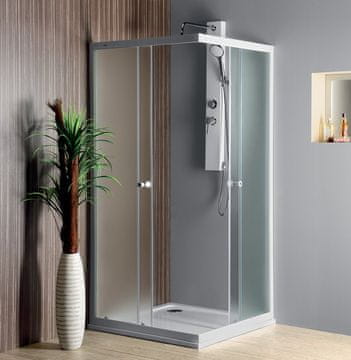 AQUALINE ALAIN Kvadratna Tuš Kabina 700x700 mm, BRICK Staklo, Klizna Vrata, Bijeli Aluminijski Profil