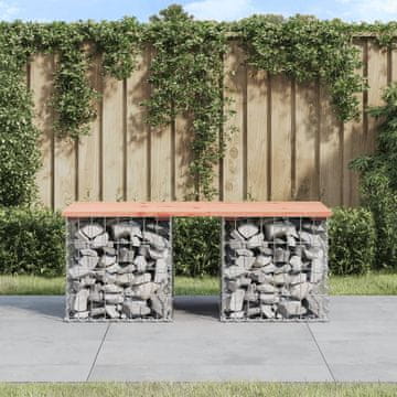 Vidaxl Vrtna klupa s gabionom, 103x44x42 cm, masivno drvo duglazije