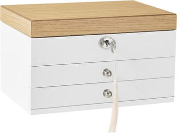 Songmics Kutija za nakit 3 razine s ogledalom 25x18x145 cm bijela