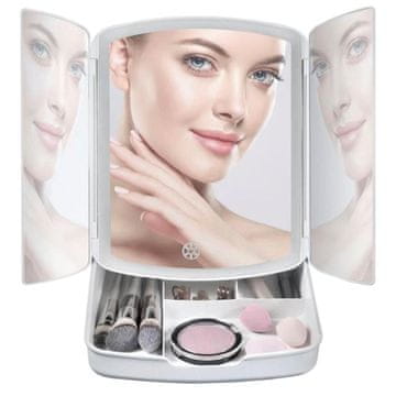 Verkgroup USB touch LED sklopivo osvijetljeno kozmetičko ogledalo i organizator s 5x povećanjem