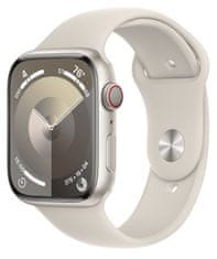 Apple Watch Series 9 Pametni sat, 45 mm, aluminijsko kućište, sportski remen S/M, Starlight (MR963QH/A)