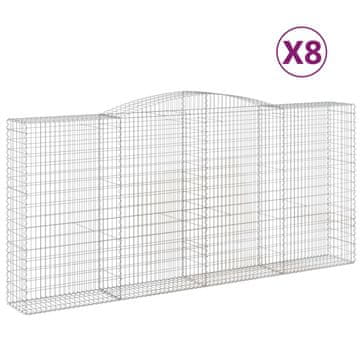 Vidaxl Lučne gabionske košare 8 kom 400x50x180/200cm pocinčano željezo