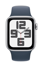 Apple Watch SE pametni sat, 40 mm, GPS, srebrni, sportski remen Storm Blue S/M
