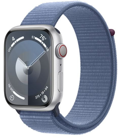 Apple Watch Series 9 pametni sat, GPS, 45 mm, srebrno aluminijsko kućište, sportski remen s petljom, Winter Blue (MR9F3QH/A)