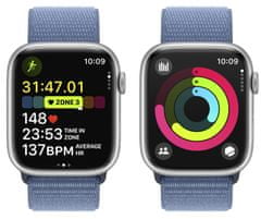 Apple Watch Series 9 pametni sat, GPS, 45 mm, srebrno aluminijsko kućište, sportski remen s petljom, Winter Blue (MR9F3QH/A)