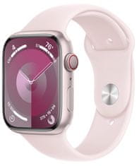 Apple Watch Series 9 pametni sat, GPS, 45 mm, rozo aluminijsko kućište, sportski remen S/M, svijetlo roza (MR9G3QH/A)