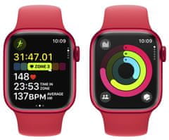 Apple Watch Series 9 pametni sat, GPS, 41 mm, crveno aluminijsko kućište, sportski remen M/L, crveni (MRXH3QH/A)