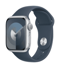 Apple Watch Series 9 pametni sat, 41 mm, GPS, srebrni, sportski remen u Storm blue, M/L