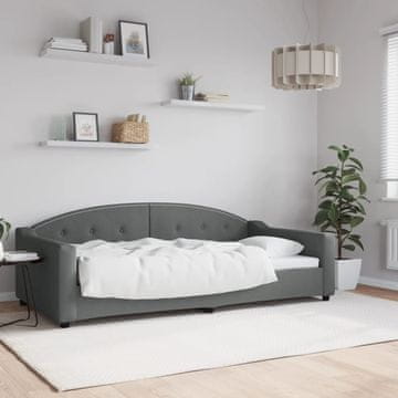 Vidaxl Kauč na razvlačenje tamno siv 100x200 cm tapeciran tkaninom
