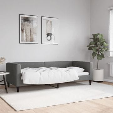Vidaxl Kauč na razvlačenje tamno siv 80x200 cm tapeciran tkaninom