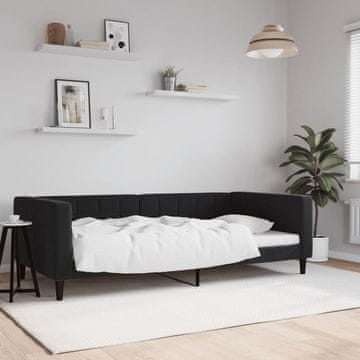 Vidaxl Kauč na razvlačenje crni 100x200 cm presvučen baršunom