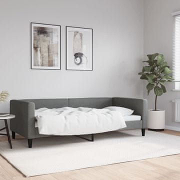 Vidaxl Kauč na razvlačenje tamno siv 90x190 cm tapeciran tkaninom