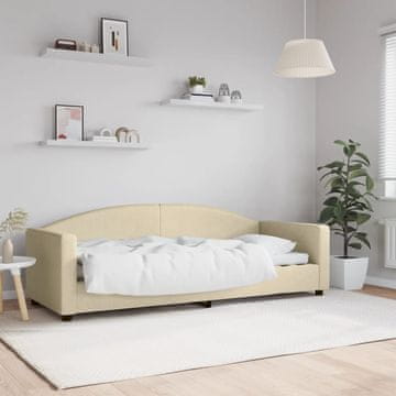 Vidaxl Kauč na razvlačenje krem boje 80x200 cm, tapeciran tkaninom