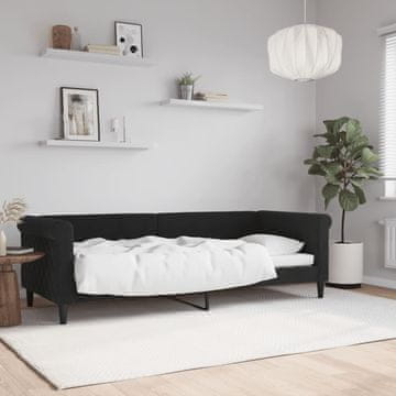 Vidaxl Dnevni krevet, crni, 80x200 cm, presvučen baršunom