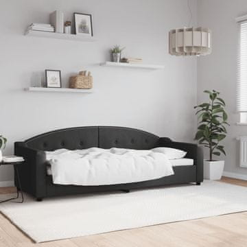 Vidaxl Kauč na razvlačenje crne boje 80x200 cm, platnena navlaka