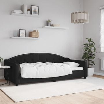 Vidaxl Kauč na razvlačenje crne boje 100x200 cm, platnena navlaka