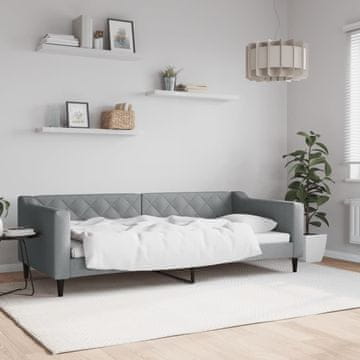 Vidaxl Kauč na razvlačenje svijetlosiva 90x200 cm tapecirana tkaninom