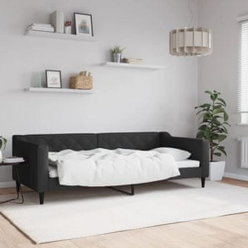 Vidaxl Kauč na razvlačenje crne boje 90x200 cm, platnena navlaka