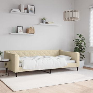 Vidaxl Kauč na razvlačenje krem boje 100x200 cm, tapeciran tkaninom