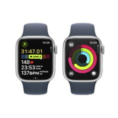 Apple Watch Series 9 pametni sat, 41 mm, GPS, srebrni, sportski remen u Storm blue boji, S/M