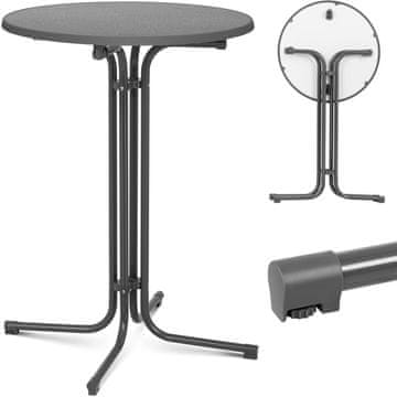 Stol, okrugli, visoki, sklopivi barski stol, promjer 80 cm, visina 110 cm, sivi
