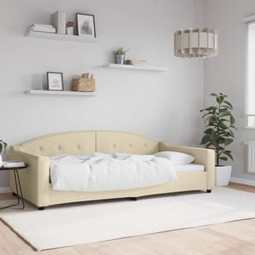 Vidaxl Kauč na razvlačenje krem boje 100x200 cm, tapeciran tkaninom