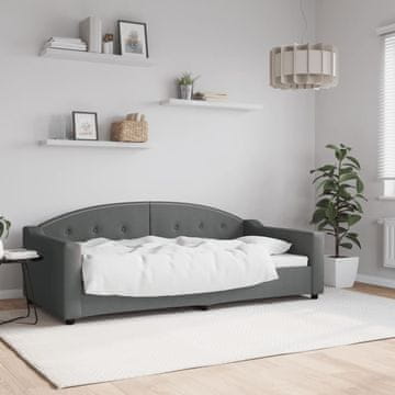 Vidaxl Kauč na razvlačenje tamno siv 90x190 cm tapeciran tkaninom